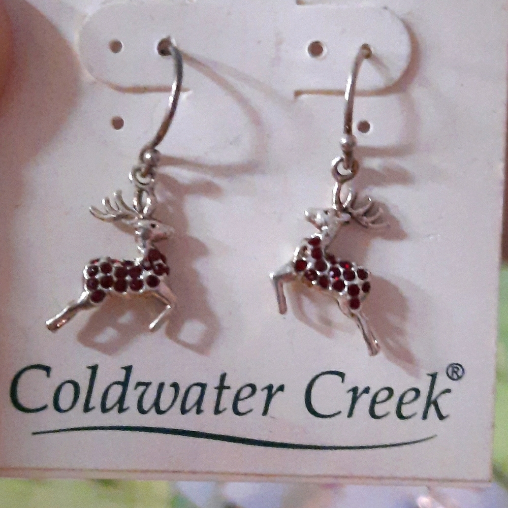 Coldwater Creek Garnet Reindeer Earrings